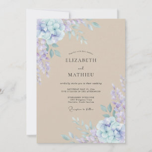Beige Periwinkle Petal Wedding Invitation