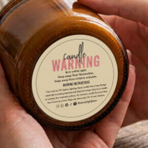 Beige  Personalized Candle Warning 