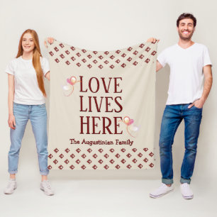 Beige Personalized LOVE LIVES HERE Keepsake Fleece Blanket