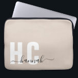 Beige Personalized Minimal Modern Monogram Laptop Sleeve<br><div class="desc">This trendy beige laptop sleeve features a modern minimal design. Make this personalized sleeve your own by adding your custom name and monogram. This sleeve also makes a great gift for someone special from your daughter to your mother, she's sure to love it. Change the colors by clicking on the...</div>