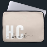 Beige Personalized Minimal Modern Monogram Laptop Sleeve<br><div class="desc">This trendy beige laptop sleeve features a modern minimal design. Make this personalized sleeve your own by adding your custom name and monogram. This sleeve also makes a great gift for someone special from your daughter to your mother, she's sure to love it. Change the colors by clicking on the...</div>