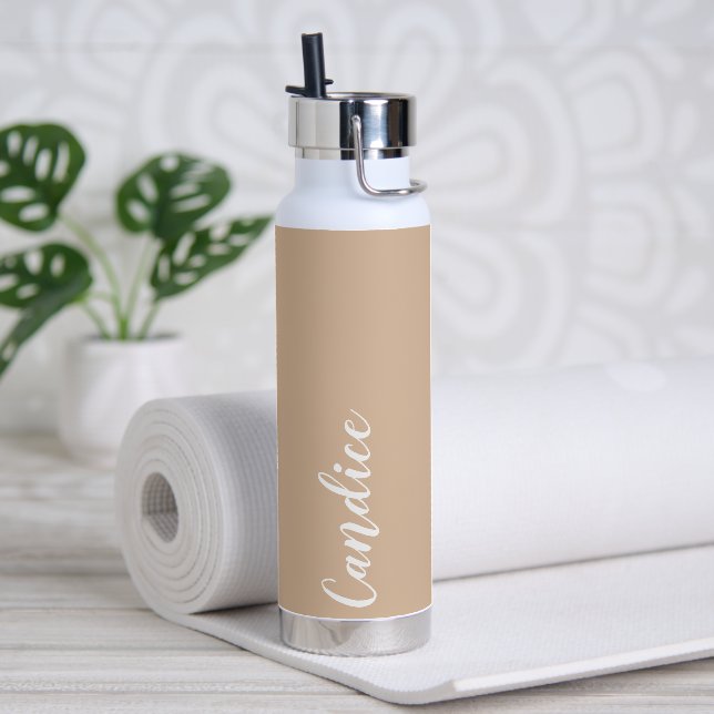 Beige Personalized Wedding Bridesmaid Water Bottle (Yoga)