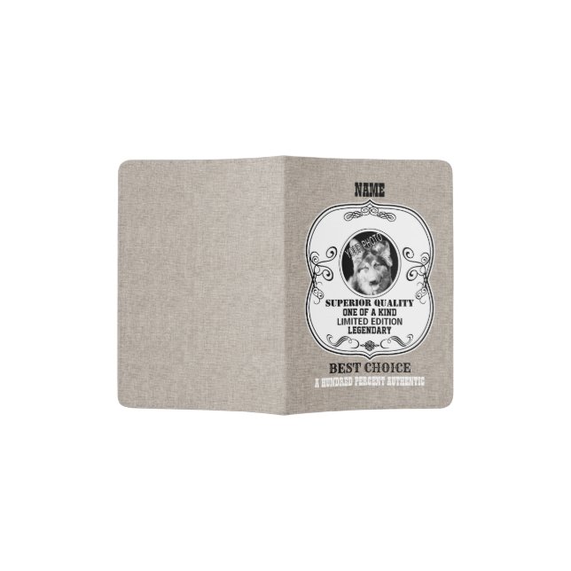 Beige Pet Photo Proud Limited Edition Slogan Passport Holder (Opened)