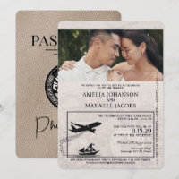 Beige Philippines Passport Wedding Invitation