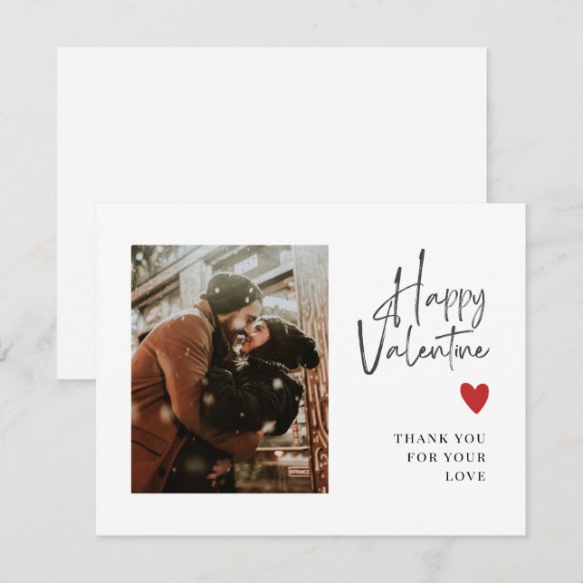 Beige Photo Hand Written Love Valentine Holiday Card (Front/Back)