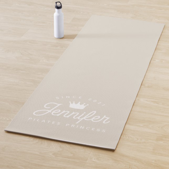Beige Pilates Princess Workout Gym Yoga Mat (In Situ)