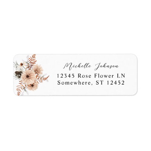 Beige  Pine Floral Return Address Label