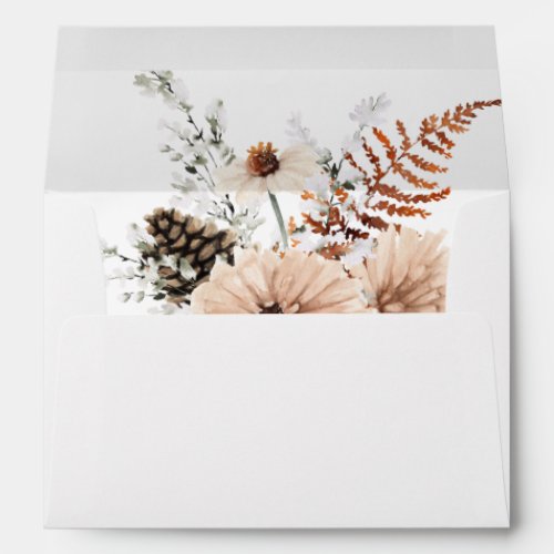 Beige  Pine Rustic Floral Envelope