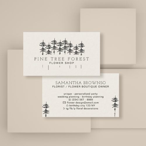 Beige Pine Tree Forest Business Card