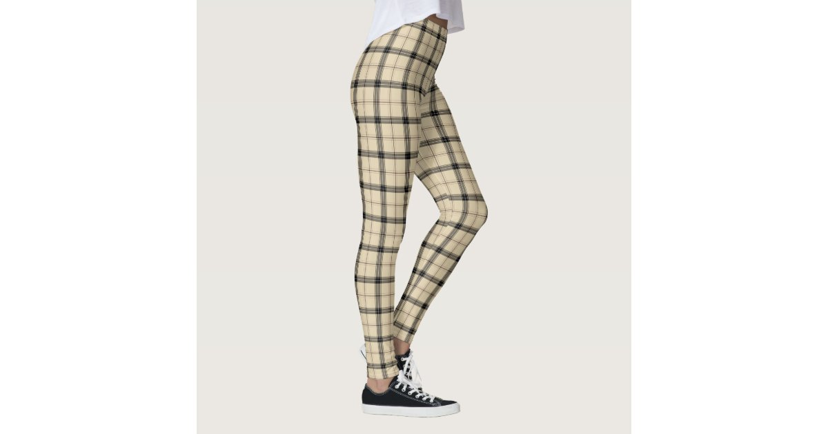 Beige Plaid Leggings