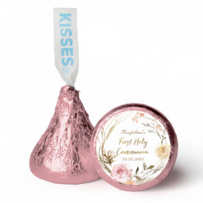 beige pink flowers First Holy Communion Hershey®'s Kisses®