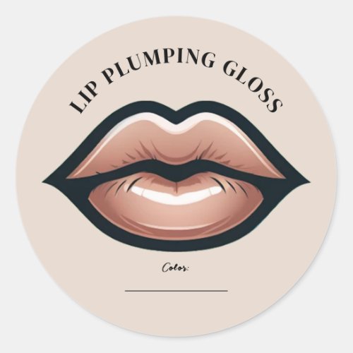 Beige Pink Neutral Lips Lip Gloss Plumping Makeup Classic Round Sticker