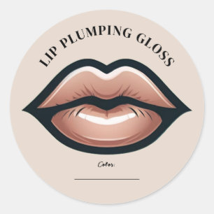 Beige Pink Neutral Lips Lip Gloss Plumping Makeup Classic Round Sticker