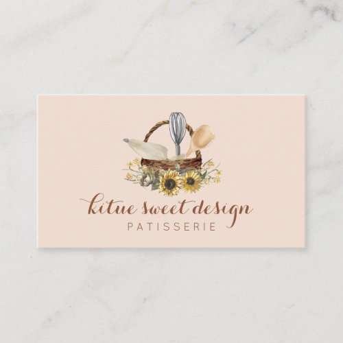 Beige Pink Pastry Cake Decoration Artist Bakery Business Card