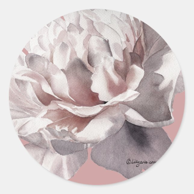 Beige Pink Peony Wedding Envelope Seals (Front)