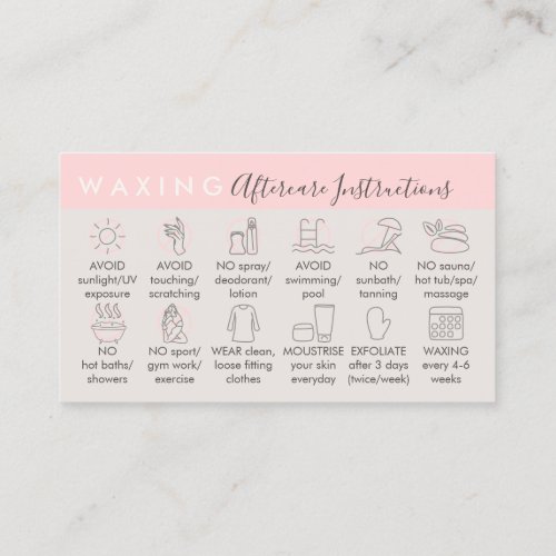 Beige Pink Waxing aftercare advices instructions Business Card