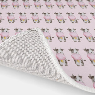 Beige Pink Western Cows baby Rug