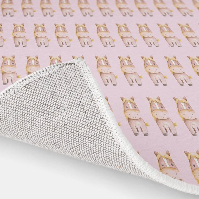 Beige Pink Western Horses baby Rug (Indoor)