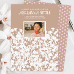 Beige, Pink, White Wild Flowers Bat Mitzvah Invitation<br><div class="desc">Botanical beige & pink bat mitzvah invitation with white wild flowers and pink polka dots is a unique way to announce your big day! Botanical floral design is beautifully displayed with your Bat Mitzvah photo. Easily modify the text for your party details. Versatile for natural beige, pink, or white color...</div>