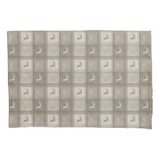 Beige Plaid And Deer Lovely Christmas Pattern Pillow Case