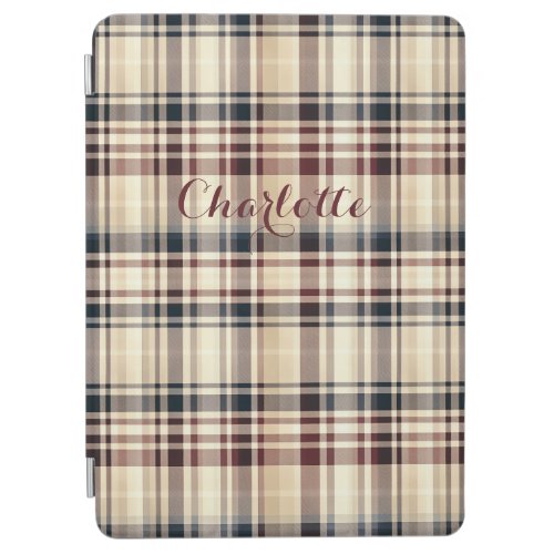 Beige Plaid Classic Checkered Pattern iPad Air Cover