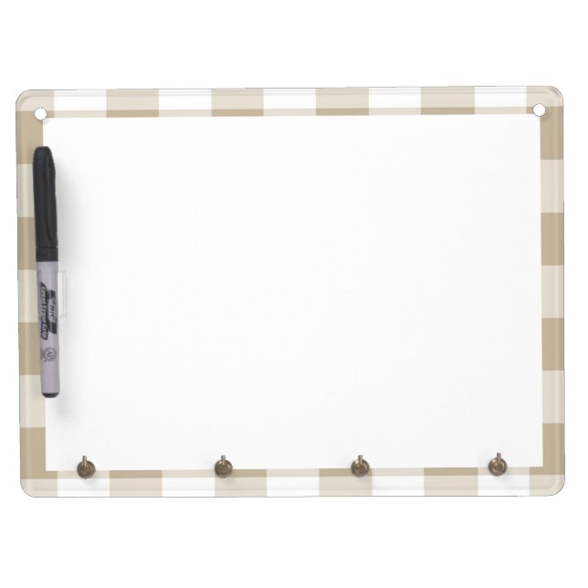 Beige Plaid  Dry Erase Board With Keychain Holder (Front)