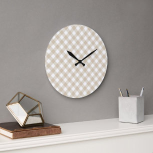  Beige Plaid Pattern Wall clock