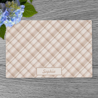 Beige Plaid Pattern With Custom Name Placemat