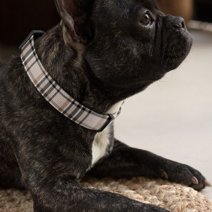 Beige Plaid Pet Collar