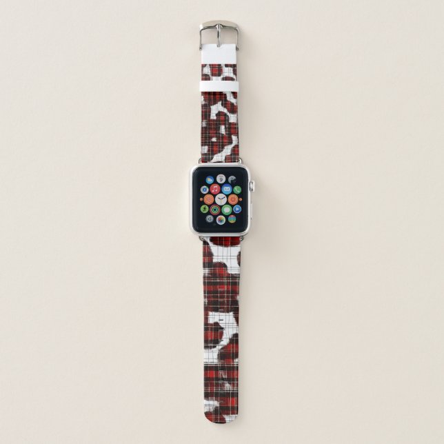 Beige Plaid Tartan Pattern  Apple Watch Band (Front)