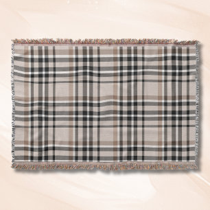 Beige Plaid Throw Blanket