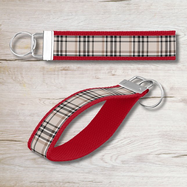 Beige Plaid  Wrist Keychain (Creator Uploaded)