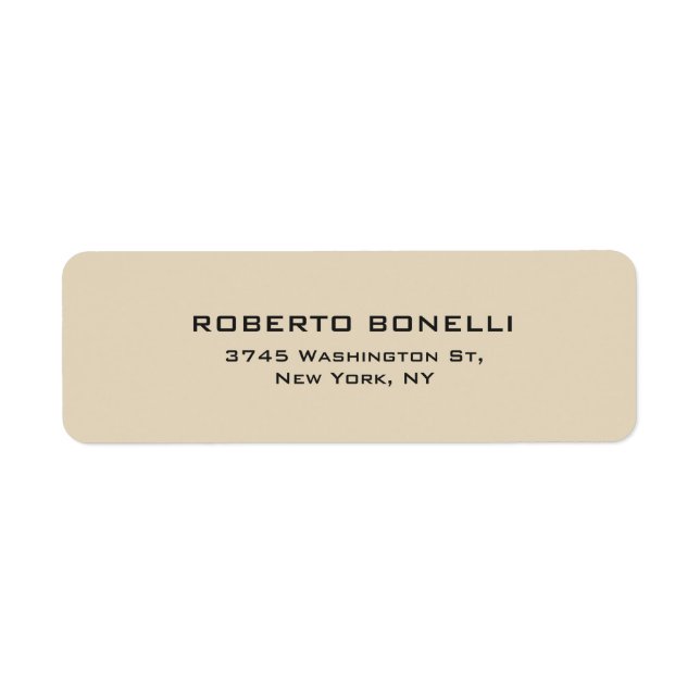 Beige Plain Elegant Contemporary Unique Label (Front)