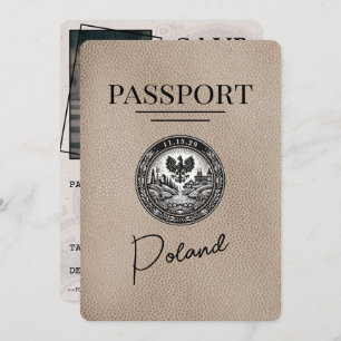 Beige Poland Passport Save The Date