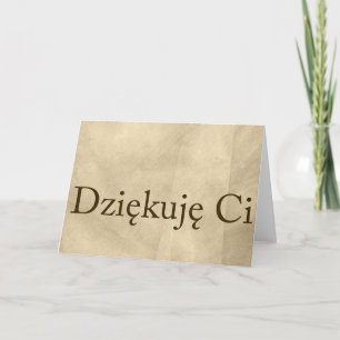 Beige Polish Thank You Note- Dziekuje Ci