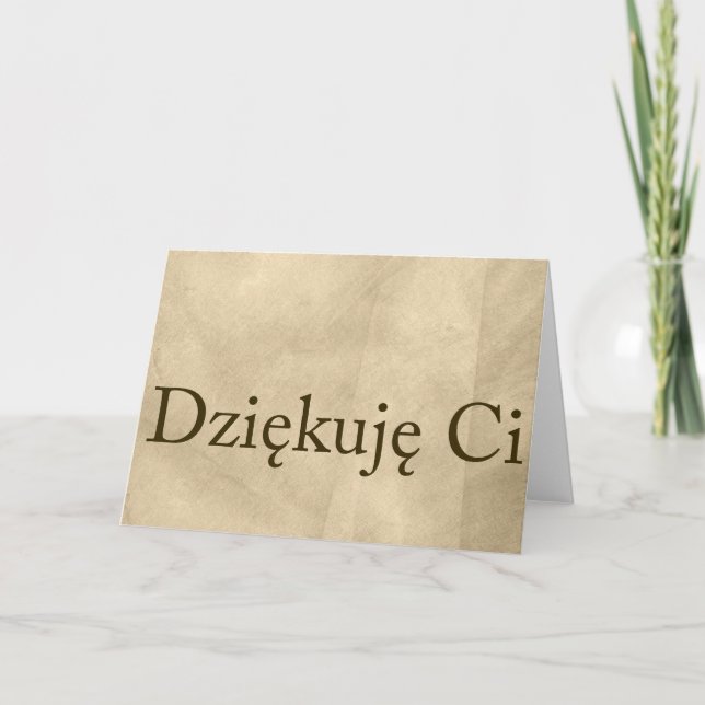 Beige Polish Thank You Note- Dziekuje  Ci Card (Front)