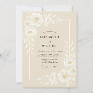 Beige Polished Classic Wedding Invitation