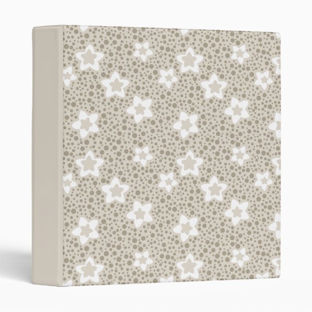 Beige polka dot retro with stars and flowers  3 ring binder (Front/Spine)