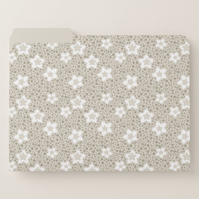 Beige polka dot retro with stars and flowers  file folder (Front Left)