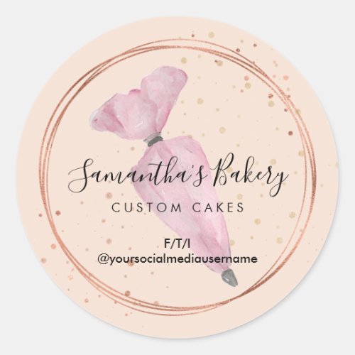 Beige Polka Dots Pastry Cake Designer Bakery Chef Classic Round Sticker