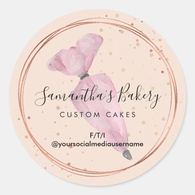 Beige Polka Dots Pastry Cake Designer Bakery Chef Classic Round Sticker
