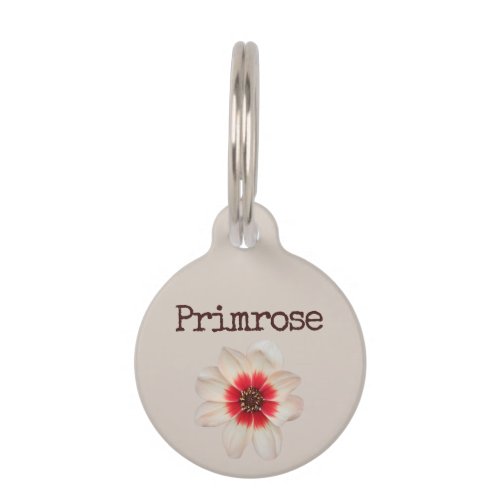 Beige Primrose Flower Pet ID Tag