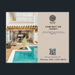 Beige Promotional Business Logo Photo QR Code Flyer<br><div class="desc">A minimalist simple beige business flyer that allows you to customize your half page business photo,  business logo,  QR code,  business title,  business description,  business contact details. A perfect business flyer template for all types of businesses. Customize this professional business flyer and make it your own!</div>