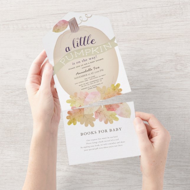 Beige Pumpkin Baby Shower All In One Invitation (Tearaway)