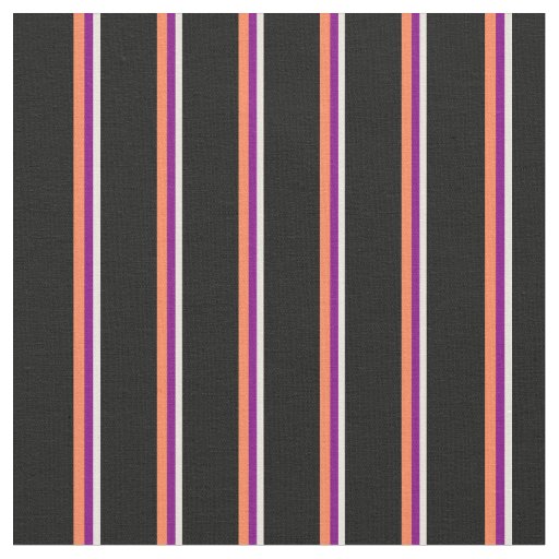 Beige, Purple, Coral & Black Lines Fabric