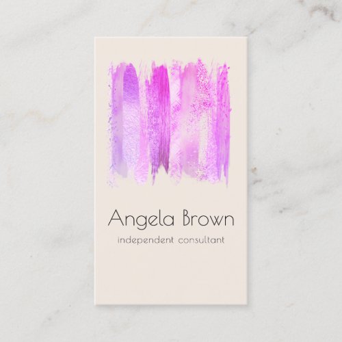 Beige Purple Elegant Makeup Artist Business Card