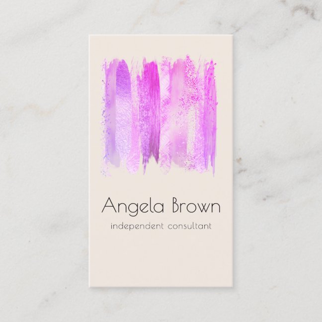 Beige Purple Elegant Makeup Artist Business Card