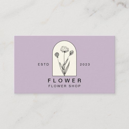Beige Purple Girly Dandelion Flower Florist Floral Business Card