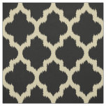 Beige Quatrefoil Ikat &amp; Custom Black Background Fabric