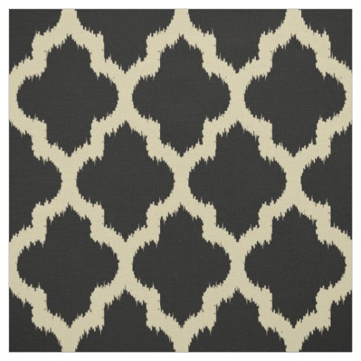 Beige Quatrefoil Ikat & Custom Black Background Fabric